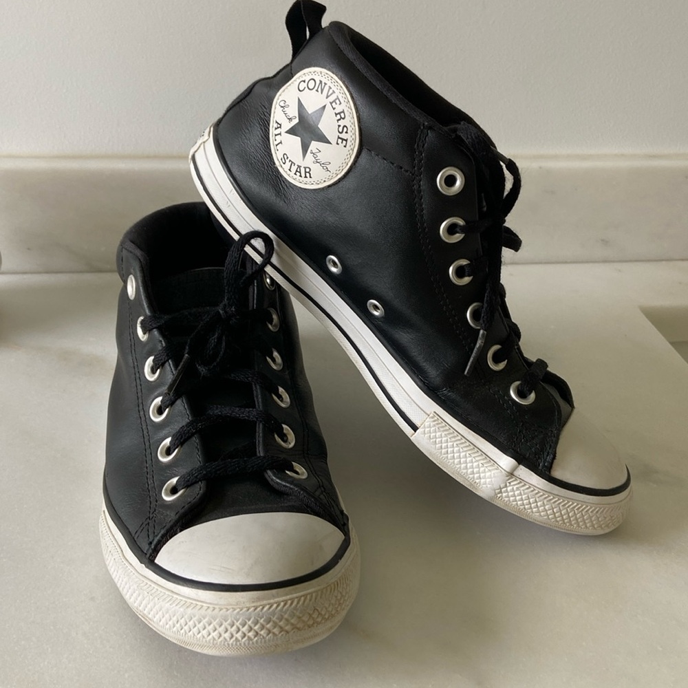 Black leather Converse